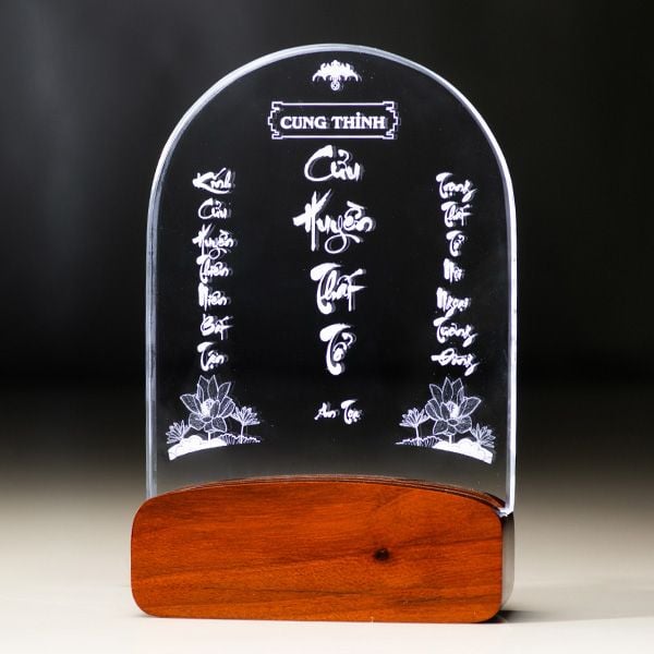 Liễn Thờ Cửu Huyền Thất Tổ Pha Lê Khắc 3D - KT030 (3 size 18-32cm)