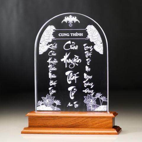 Liễn Thờ Cửu Huyền Thất Tổ Pha Lê Khắc 3D - KT030 (3 size 18-32cm)
