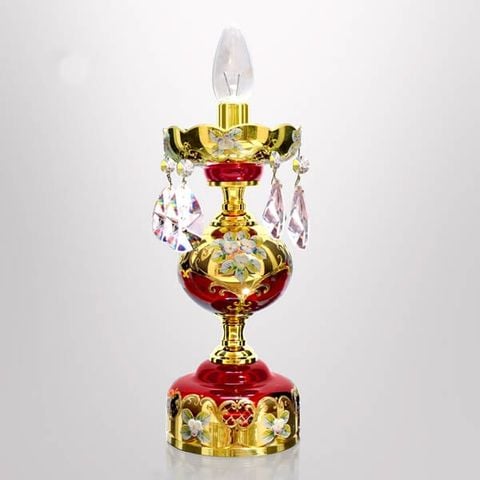 Đèn Pha lê mạ vàng cao cấp để ban thờ cao 34cm