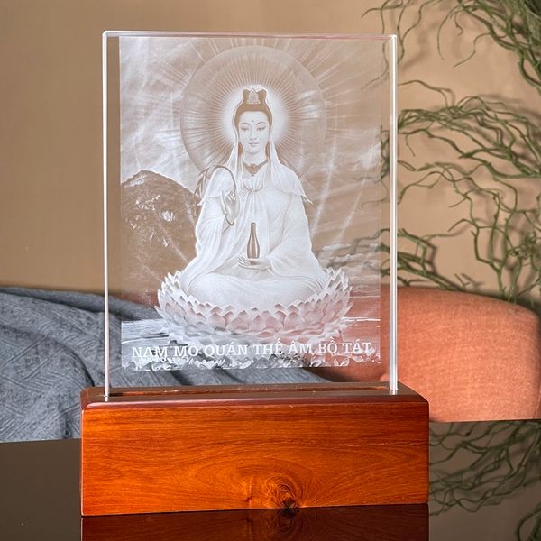 Ảnh Thờ Quán Âm Bồ Tát Pha lê KT001-02 cao 30cm