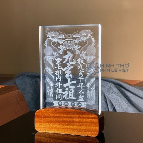 Liên Thờ Cửu Huyền Thất Tổ Pha Lê Khắc 3D - Chữ Hán KT022 (2 size 25-32cm)