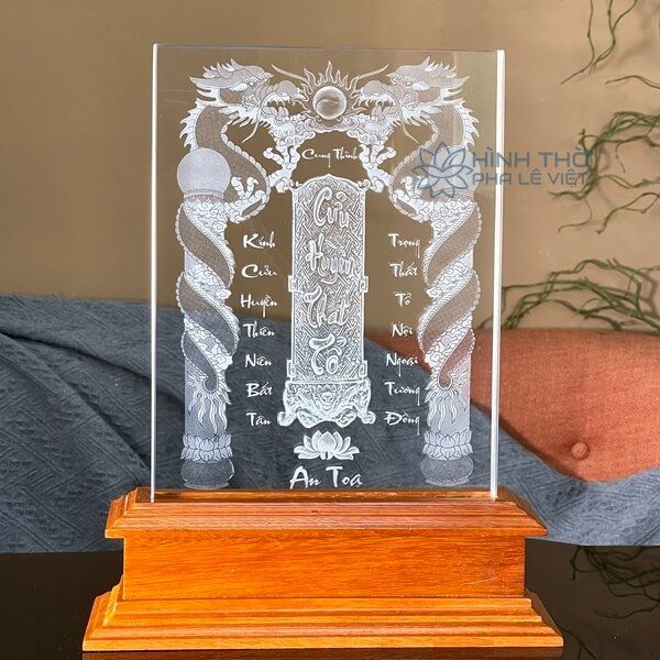 Liên Thờ Cửu Huyền Thất Tổ Pha Lê Khắc 3D - KT023 (2 size 25-32cm)
