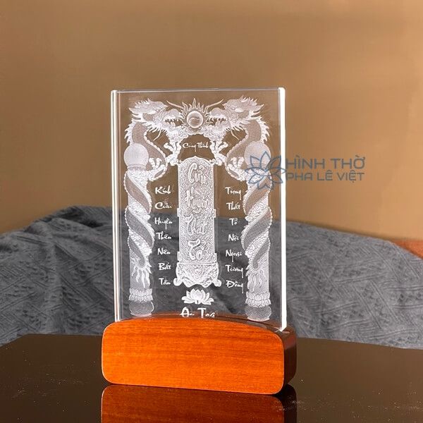 Liên Thờ Cửu Huyền Thất Tổ Pha Lê Khắc 3D - KT023 (2 size 25-32cm)