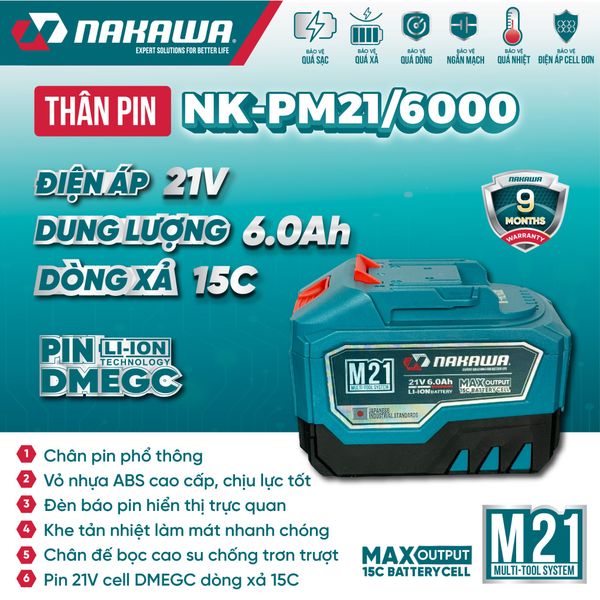Pin 21V 6.0Ah NAKAWA NK-PM21/6000
