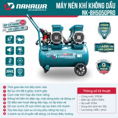 Máy nén khí không dầu, tốc nhanh, siêu êm NK-BH5050PRO - 50 lít