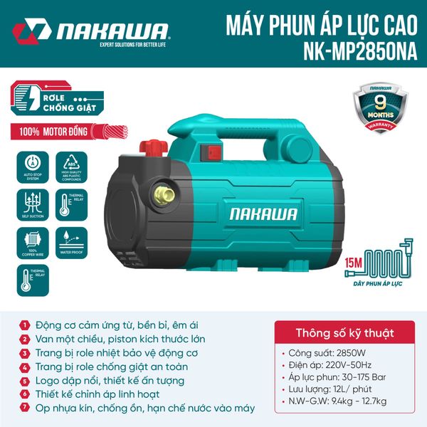 Máy phun áp lực NAKAWA NK-MP2850NA (có chỉnh áp)
