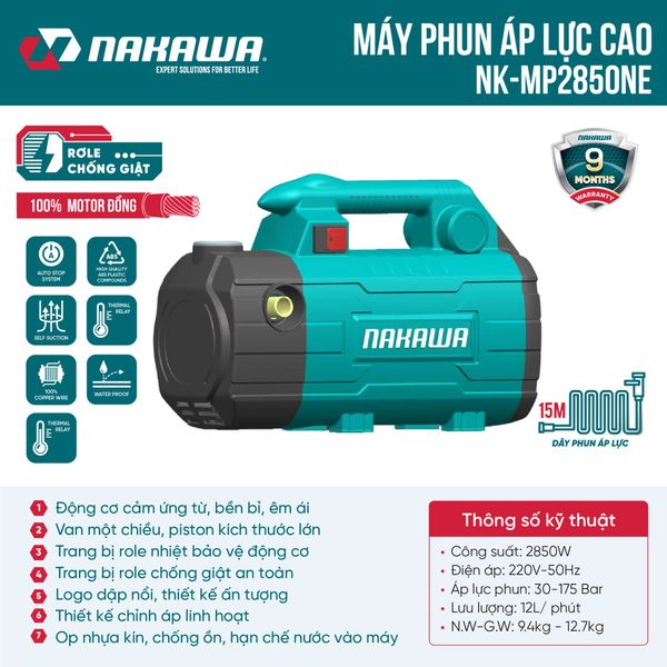 Máy phun áp lực NAKAWA NK-MP2850NE (không chỉnh áp)