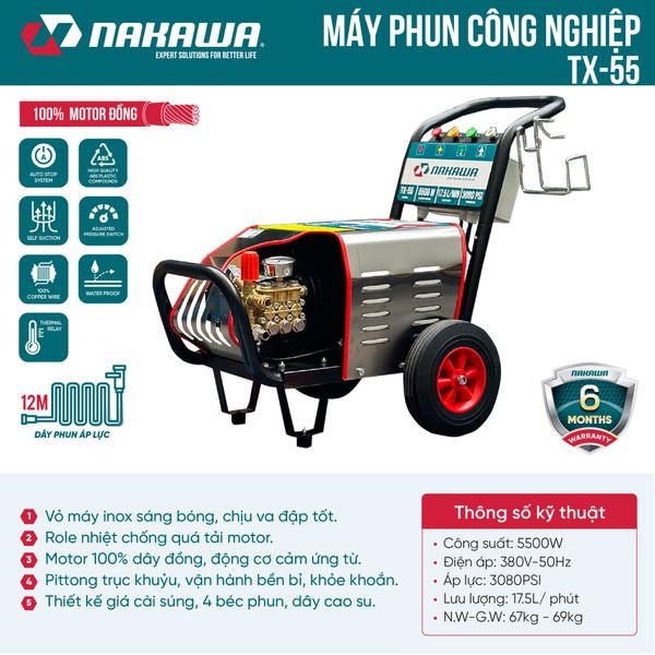 Máy phun áp lực cao công nghiệp Nakawa TX-55