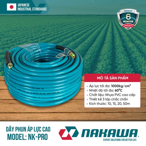 Dây phun áp lực cao NAKAWA NK-PRO (các kích thước 10, 15, 20, 50m)