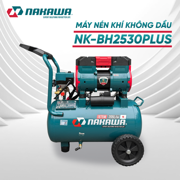 Máy nén khí không dầu, tốc nhanh, siêu êm NK-BH2530PLUS - 30 lít
