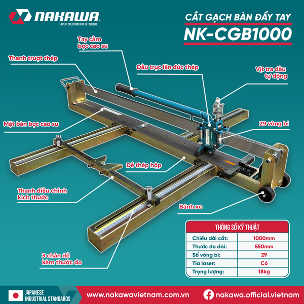 MÁY CẮT GẠCH BÀN ĐẨY TAY NAKAWA NK-CGB1000