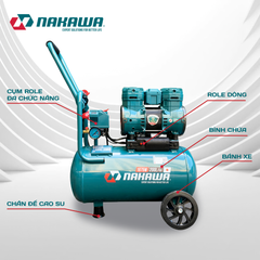 Máy nén khí không dầu, tốc nhanh, siêu êm NK-BH2530E - 30 lít