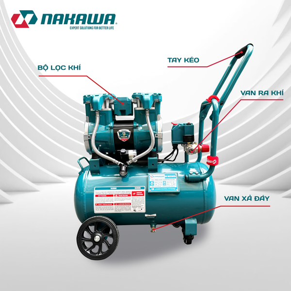 Máy nén khí không dầu, tốc nhanh, siêu êm NK-BH2530PRO - 30 lít