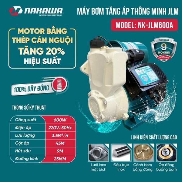 Máy bơm tăng áp thông minh NK-JLM600A