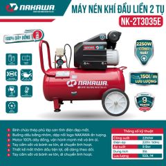 Máy Nén Khí đầu liền 2 tụ NAKAWA NK-2T3035E