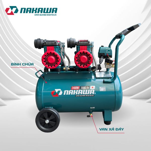 Máy nén khí không dầu, tốc nhanh, siêu êm NK-BH3245E - 45 lít