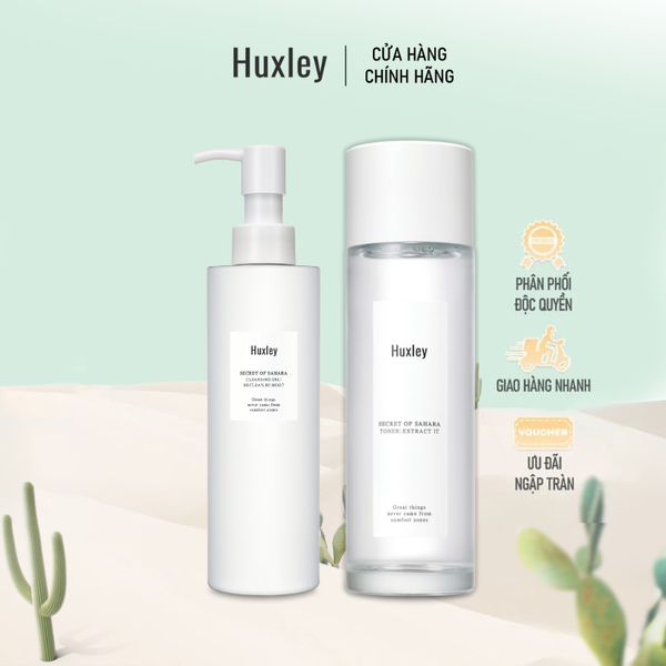  Combo Làm Sạch Da, Dưỡng Ẩm Chuyên Sâu Huxley Cleansing Gel 200ml & Huxley Toner Extract It 120ml 
