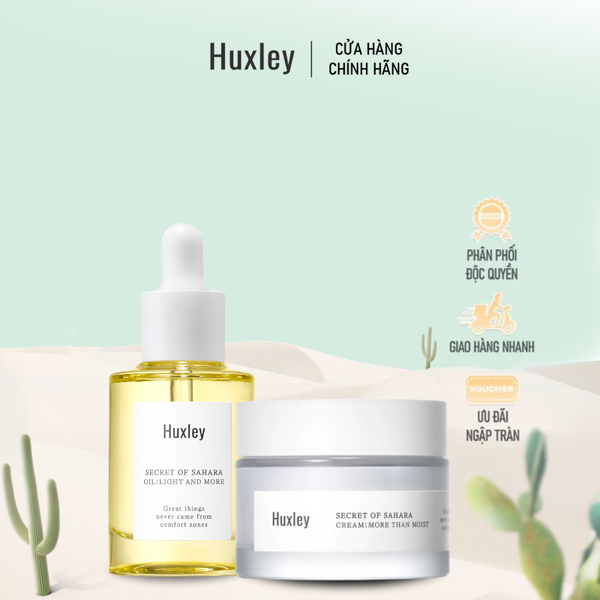  Combo trắng sáng, dưỡng ẩm Huxley Oil Essence Light And More 30ml &Huxley Cream More Than Moist 50ml 