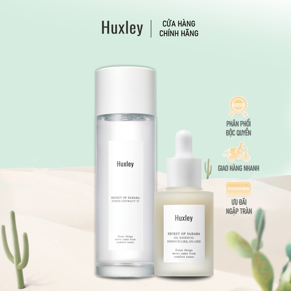  Combo chống lão hóa Huxley Toner Extract It 120ml & Huxley Oil Essence; Essence-Like Oil-Like 30ml 