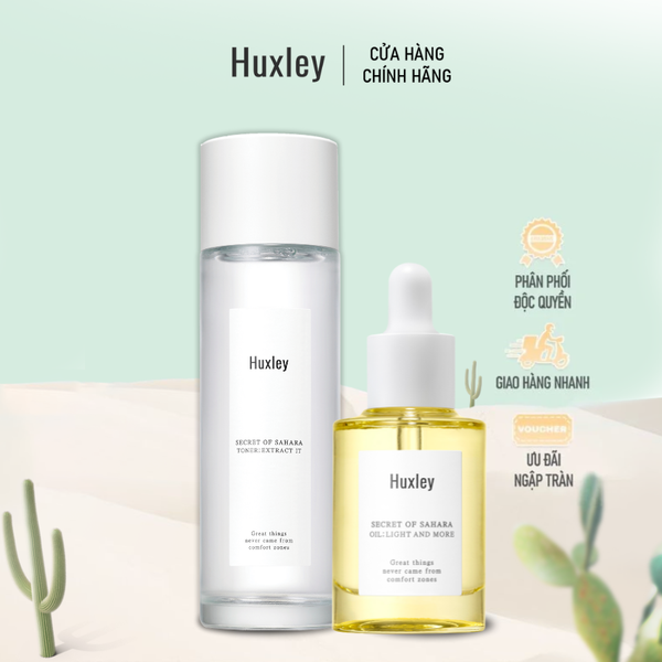  Combo dưỡng ẩm & làm sáng da Huxley Toner Extract It 120ml & Huxley Oil Light and More 30ml 