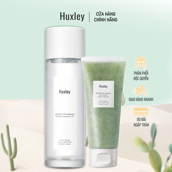  Combo sạch sâu, dưỡng ẩm cho da Huxley Scrub Mask Deluxe 120g và Huxley Toner Extract It 120g 