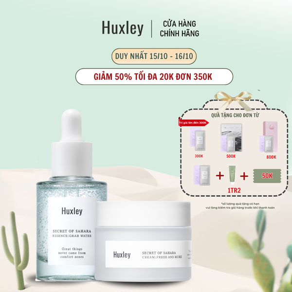  Combo dưỡng ẩm toàn diện Huxley Cream Fresh and More 50ml Huxley Essence Grab Water 30ml 