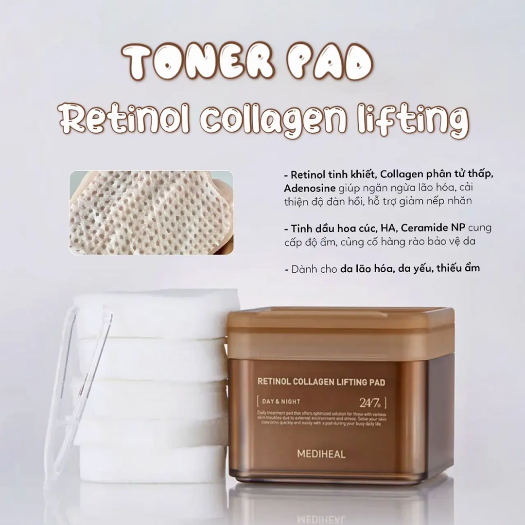 Toner Mediheal Retinol Collagen Lifting Pad (100 miếng) - Nâu