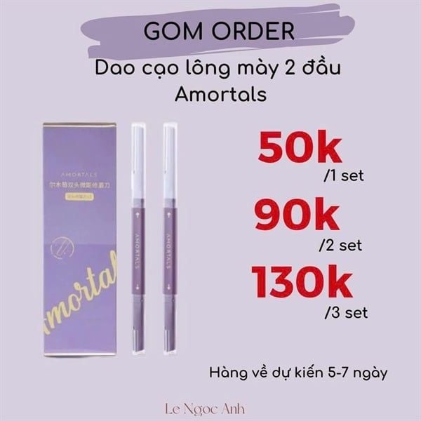  [Hàng Công Ty] Set Dao Cạo Lông Mày 2 Đầu Amortals 