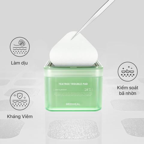  [ HÀNG CÔNG TY] MEDIHEAL Toner Pad 100 MIếng - Teatree Trouble (Xanh Lá) 