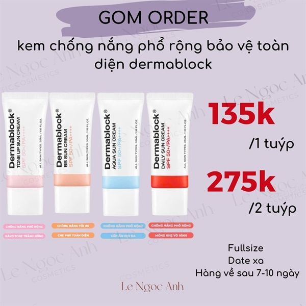  [ORDER] Kem chống nắng dermablock - hồng 