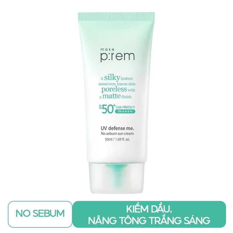  [Xách Tay] Kem Chống Nắng Make Prem UV Defense Me No Sebum Sun Cream 40ml - Xanh Lá 
