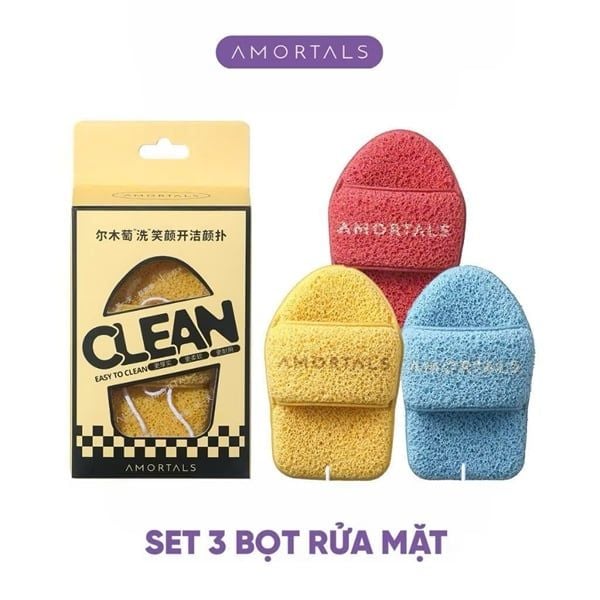 [Hàng Công Ty] Set 3 Mút Rửa Mặt Amortals Vàng 