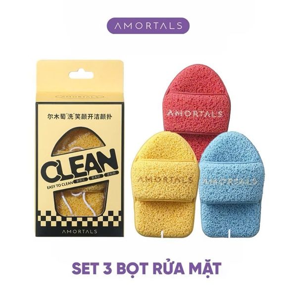  [Hàng Công Ty] Set 3 Mút Rửa Mặt Amortals Vàng 