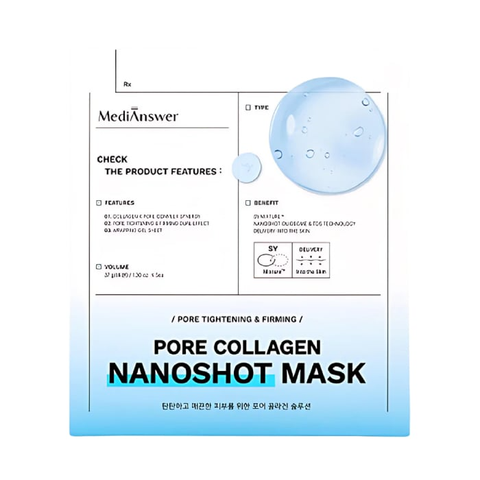  [HÀNG CÔNG TY] MEDIANSWER Pore Collagen Nanoshot Mask-Xanh Biển 
