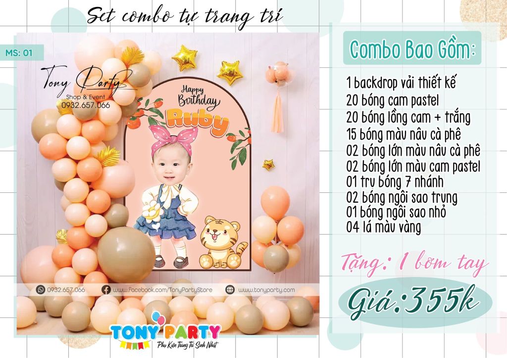  Set Combo TRang Trí Sinh Nhật - MS 01 (Set Mới) 