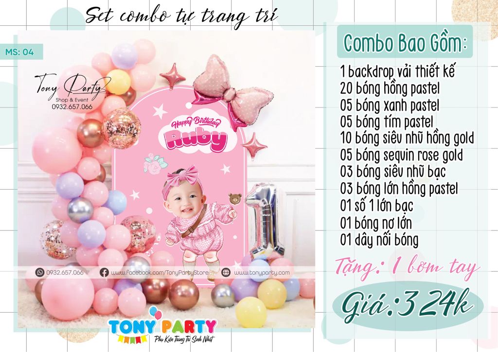  Set Combo Trang Trí Sinh Nhật - MS 04 ( Set Mới) 