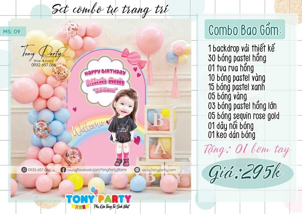  Set Combo Trang Trí Sinh Nhật TONY 09 