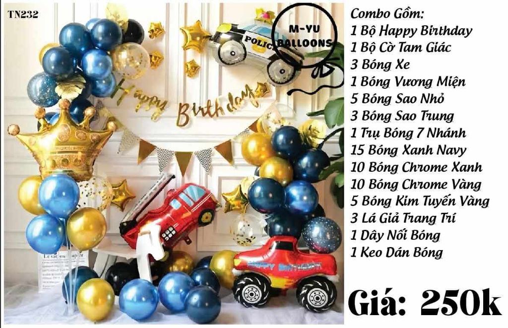  Set Combo Trang Trí Sinh Nhật Xe TN 232 
