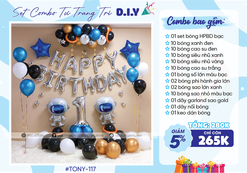  Set Combo Trang Trí Sinh Nhật TONY 117 