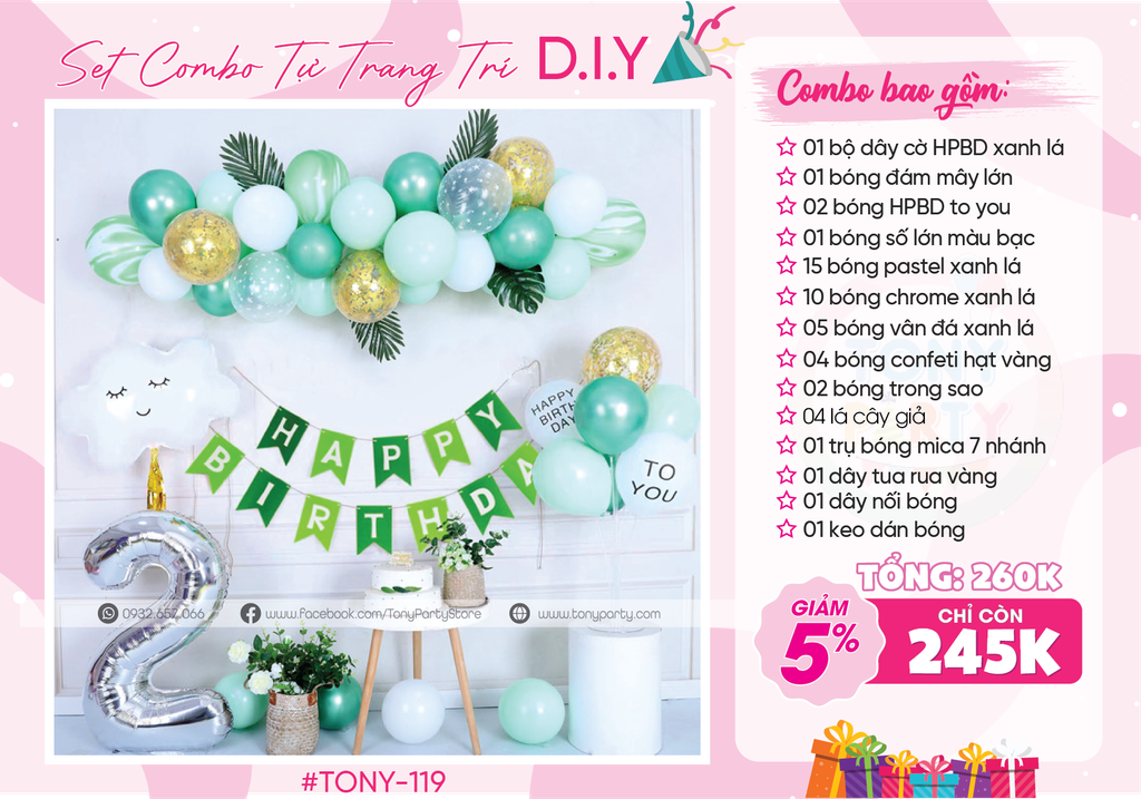  Set Combo Trang Trí Sinh Nhật - MS 119( Set) 