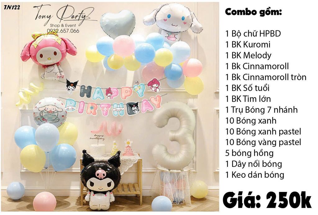  Set Trang Trí Sinh Nhật Kuromi TN 122 