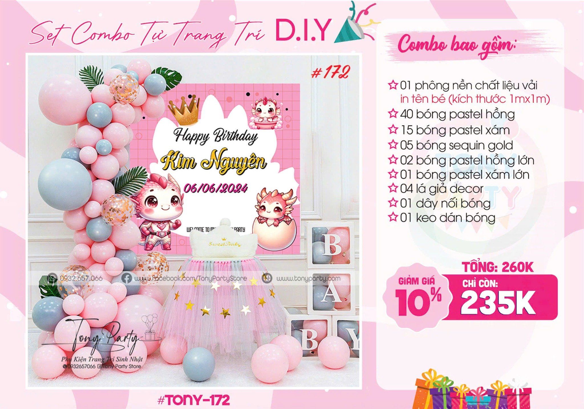  Set Trang Trí Sinh Nhật Bé Gái 172 