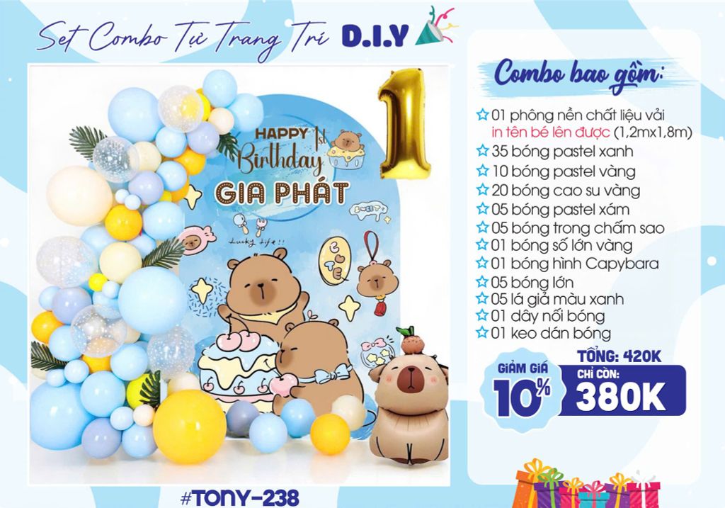  Set Trang Trí Sinh Nhật Capybara 238 