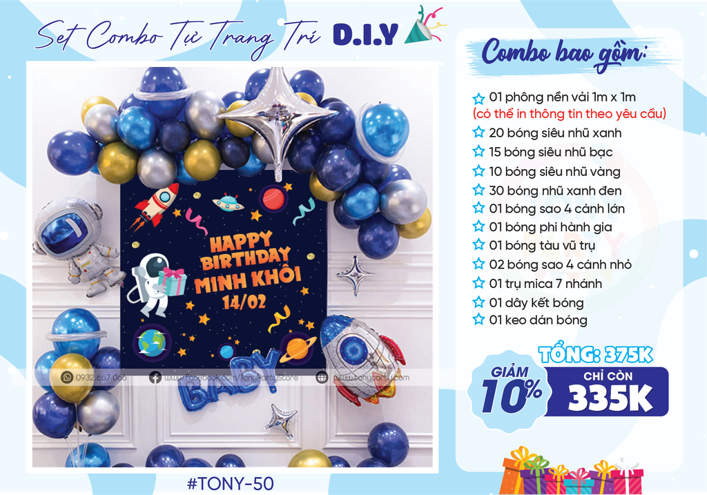  Set Com Bo Trang Trí Sinh Nhật - MS 50 ( Set ) 