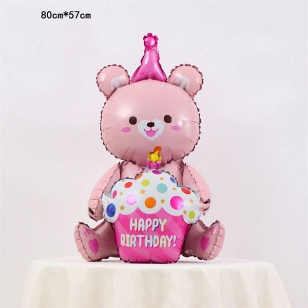  Bóng Hình Gấu Ôm Bánh Kem 