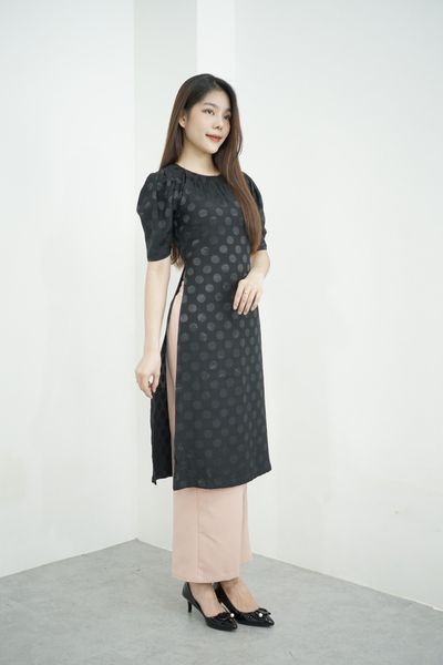  ÁO DÀI SATIN CHẤM BI CHÌM (AD_06) - SATIN TRADITIONAL DRESS 