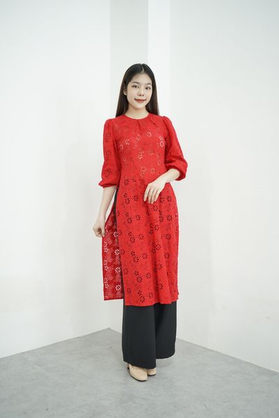  ÁO DÀI THÊU ĐỤC LỖ (AD_01) - DRESS WITH EMBOIDERY EYELET 