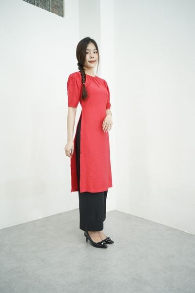  ÁO DÀI SATIN CHẤM BI CHÌM (AD_07) - SATIN TRADITIONAL DRESS 