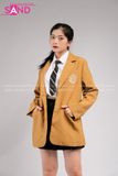  Outfit Phối Sẵn -(Chân Váy Đen phối Vest Nâu Vàng Cà Vạt Đen) 
