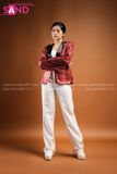  Outfit Nữ Phối Sẵn - (Quần Tây phối Vest Kim Sa Đỏ  ) 